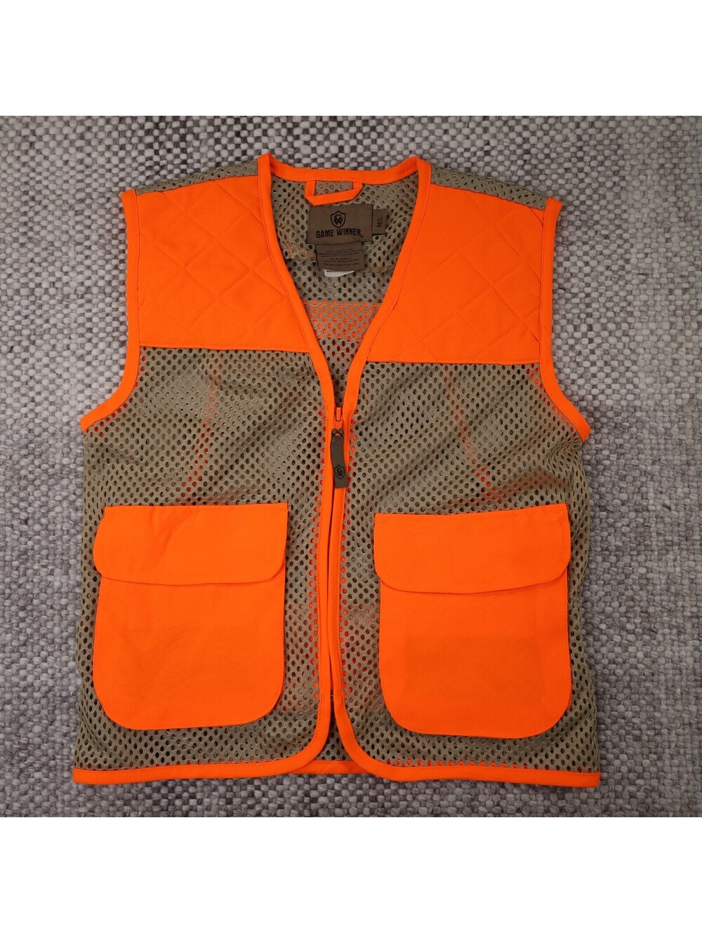Game Winner M/L Upland Hunting Vest Mesh Blaze Orange Tan Shooting Clay